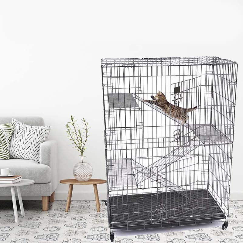 2/3/4/4 لایه بزرگ داخلی قفس گربه فلزی با چرخ 2/3/4/4 لایه بزرگ داخلی قفس گربه فلزی با چرخ