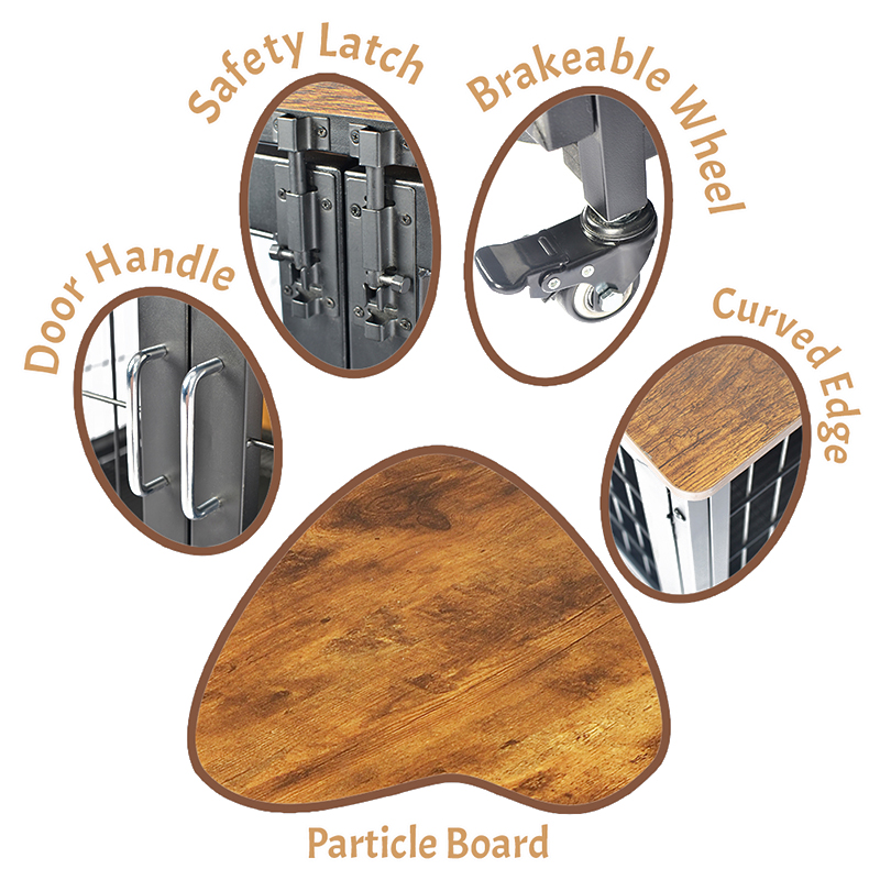 قفس سگ به سبک چوبی با چرخ قفس سگ به سبک چوبی با چرخ