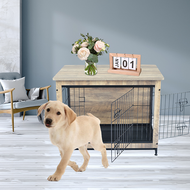 مبلمان بزرگ چوبی داخلی عاج جعبه سگ فلزی مبلمان بزرگ چوبی داخلی عاج جعبه سگ فلزی