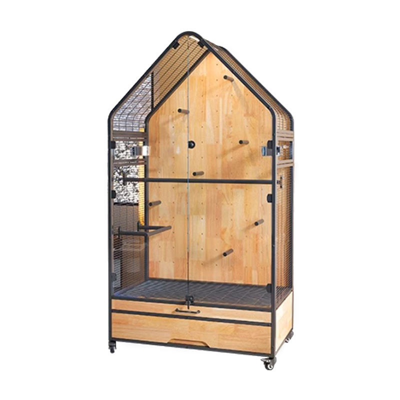 قفس چوب و فولادی بزرگ قابل جابجایی DIY VILLA PAROT قفس با چرخ های ایستاده قفس چوب و فولادی بزرگ قابل جابجایی DIY VILLA PAROT قفس با چرخ های ایستاده