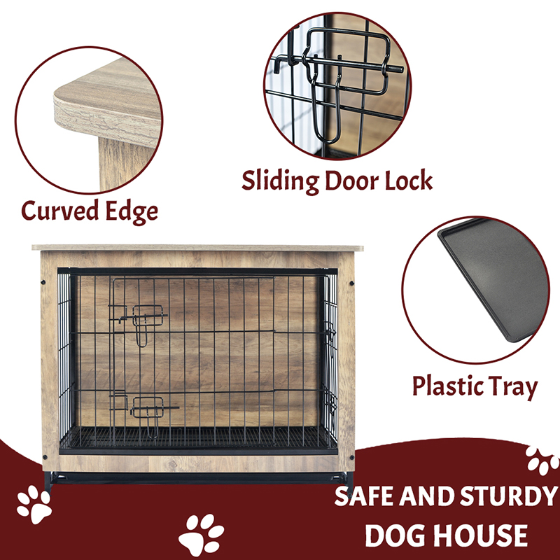 مبلمان بزرگ چوبی داخلی عاج جعبه سگ فلزی مبلمان بزرگ چوبی داخلی عاج جعبه سگ فلزی