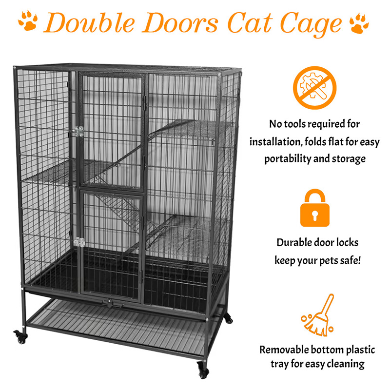 کابین گربه داخلی لوله داخلی 2/3/4 لایه ای قفس گربه با چرخ ها کابین گربه داخلی لوله داخلی 2/3/4 لایه ای قفس گربه با چرخ ها