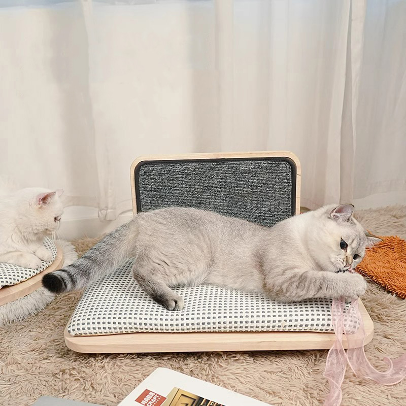 لانه بستر گربه دنج چوب جامد با تخته خراش لانه بستر گربه دنج چوب جامد با تخته خراش