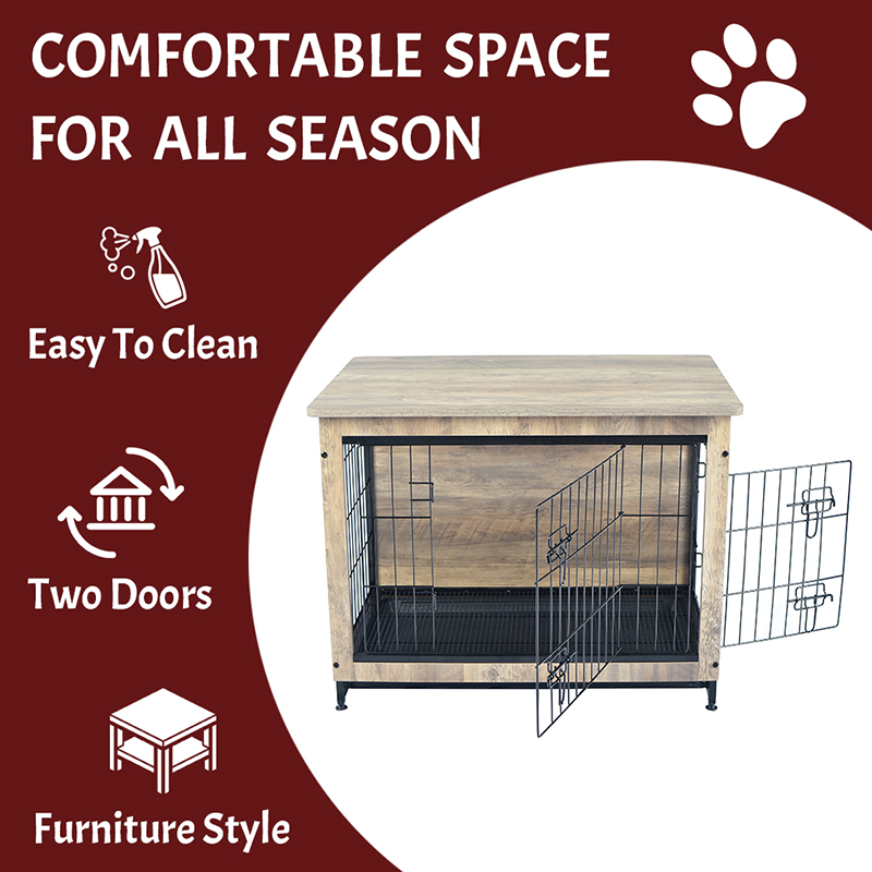 مبلمان بزرگ چوبی داخلی عاج جعبه سگ فلزی مبلمان بزرگ چوبی داخلی عاج جعبه سگ فلزی