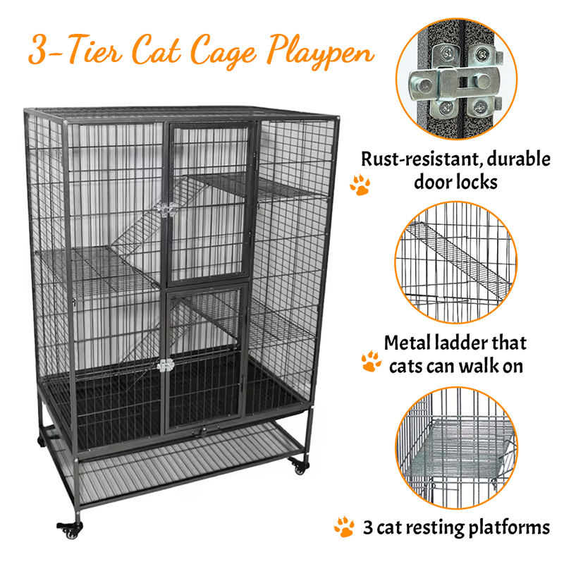 کابین گربه داخلی لوله داخلی 2/3/4 لایه ای قفس گربه با چرخ ها کابین گربه داخلی لوله داخلی 2/3/4 لایه ای قفس گربه با چرخ ها