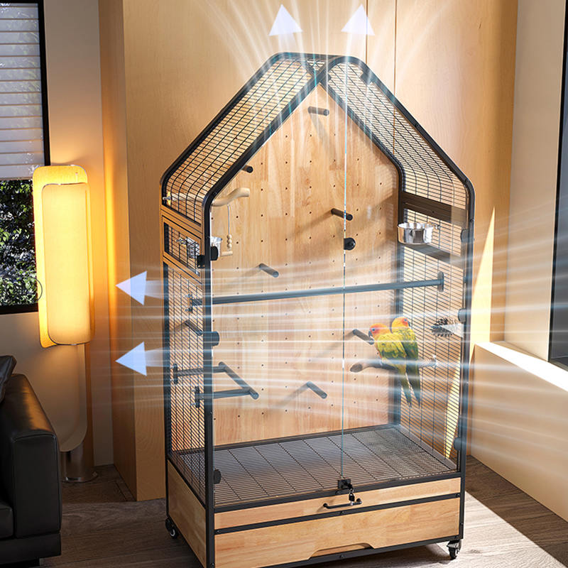 قفس چوب و فولادی بزرگ قابل جابجایی DIY VILLA PAROT قفس با چرخ های ایستاده قفس چوب و فولادی بزرگ قابل جابجایی DIY VILLA PAROT قفس با چرخ های ایستاده