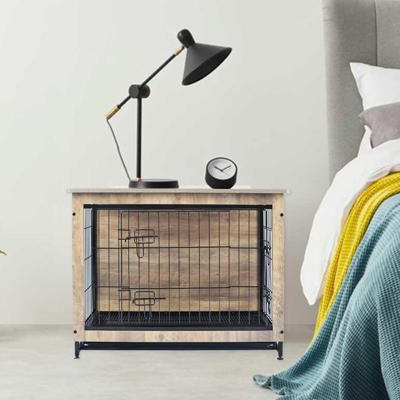 مبلمان بزرگ چوبی داخلی عاج جعبه سگ فلزی مبلمان بزرگ چوبی داخلی عاج جعبه سگ فلزی