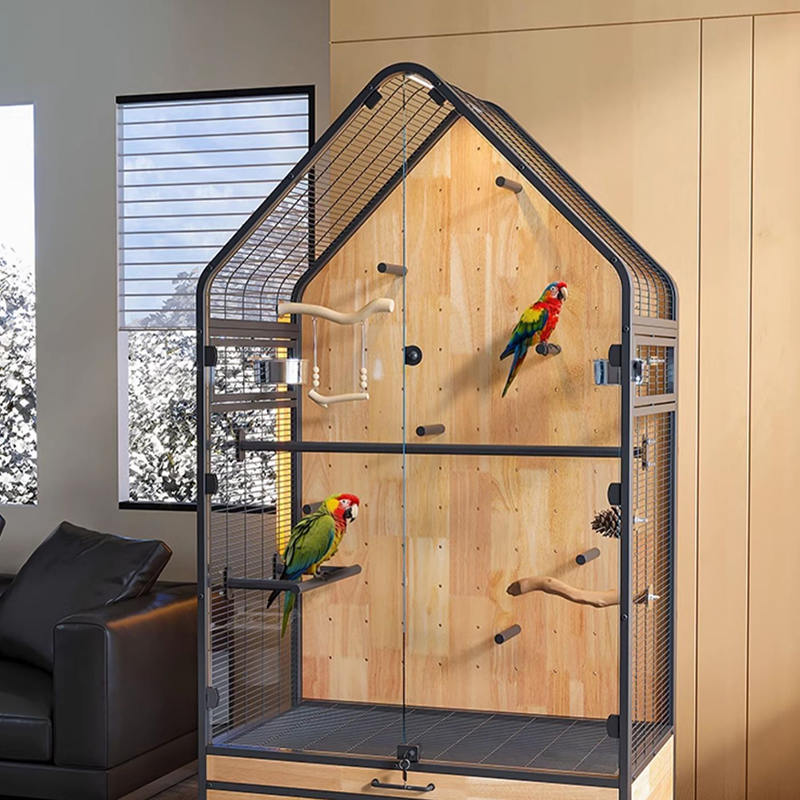 قفس چوب و فولادی بزرگ قابل جابجایی DIY VILLA PAROT قفس با چرخ های ایستاده قفس چوب و فولادی بزرگ قابل جابجایی DIY VILLA PAROT قفس با چرخ های ایستاده