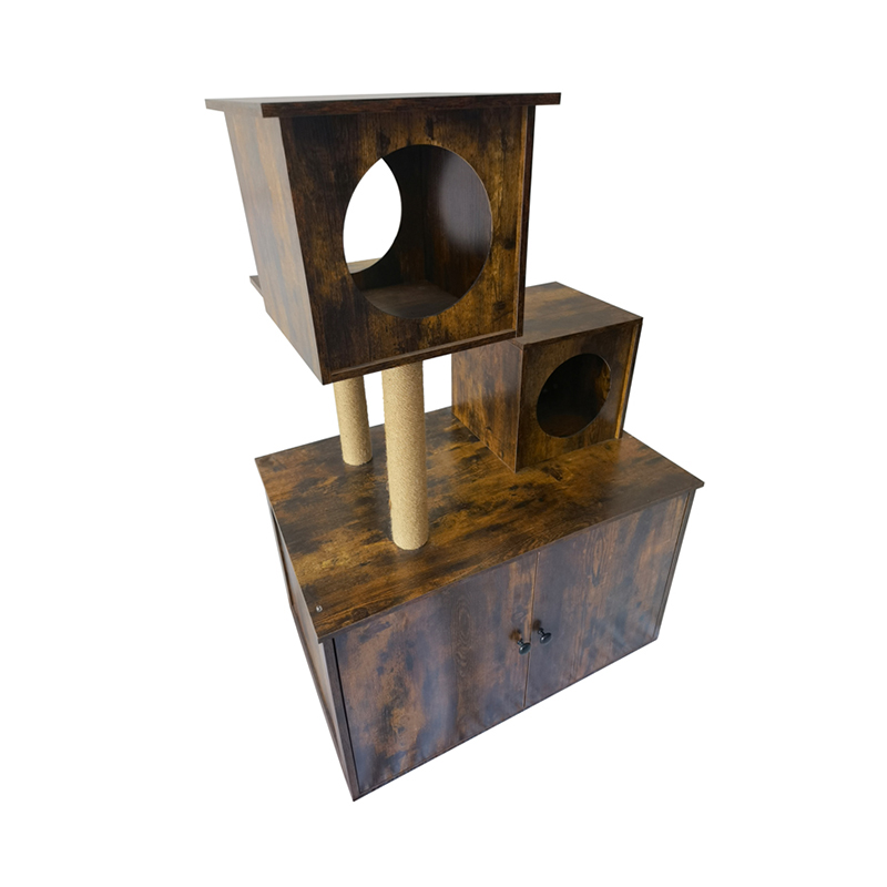 برج چوبی خانه گربه چوبی داخلی قاب کوهنوردی گربه با جعبه بستر