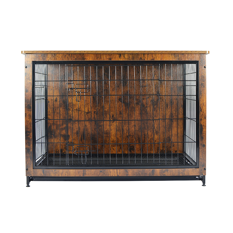 قفس سگ فلزی به سبک مبلمان چوبی داخلی