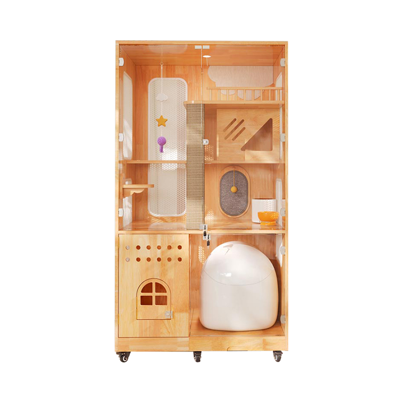 محوطه خانه گربه چوب جامد پانوراما محوطه خانه گربه جامد