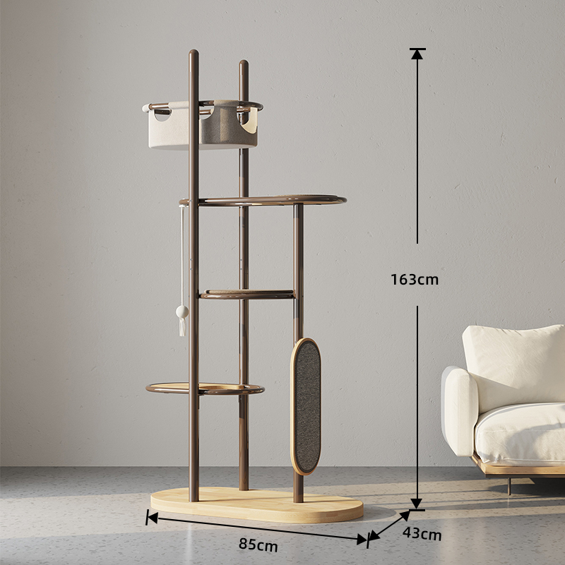 کف تا سقف بلند لاستیکی چوب لاستیکی چوب درخت گربه درخت کاندو با سبد خواب کف تا سقف بلند لاستیکی چوب لاستیکی چوب درخت گربه درخت کاندو با سبد خواب