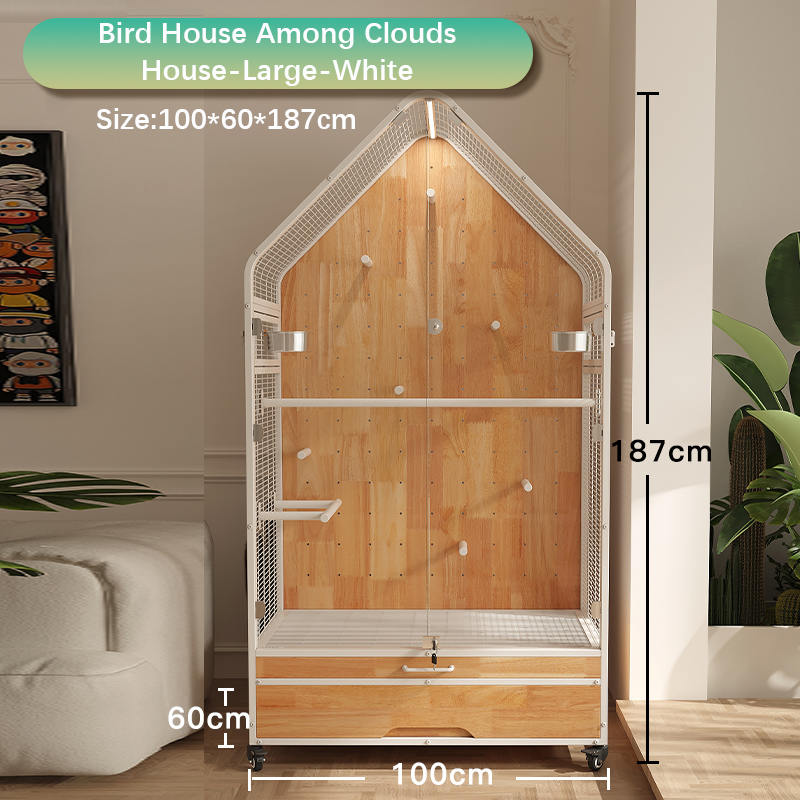 قفس چوب و فولادی بزرگ قابل جابجایی DIY VILLA PAROT قفس با چرخ های ایستاده قفس چوب و فولادی بزرگ قابل جابجایی DIY VILLA PAROT قفس با چرخ های ایستاده