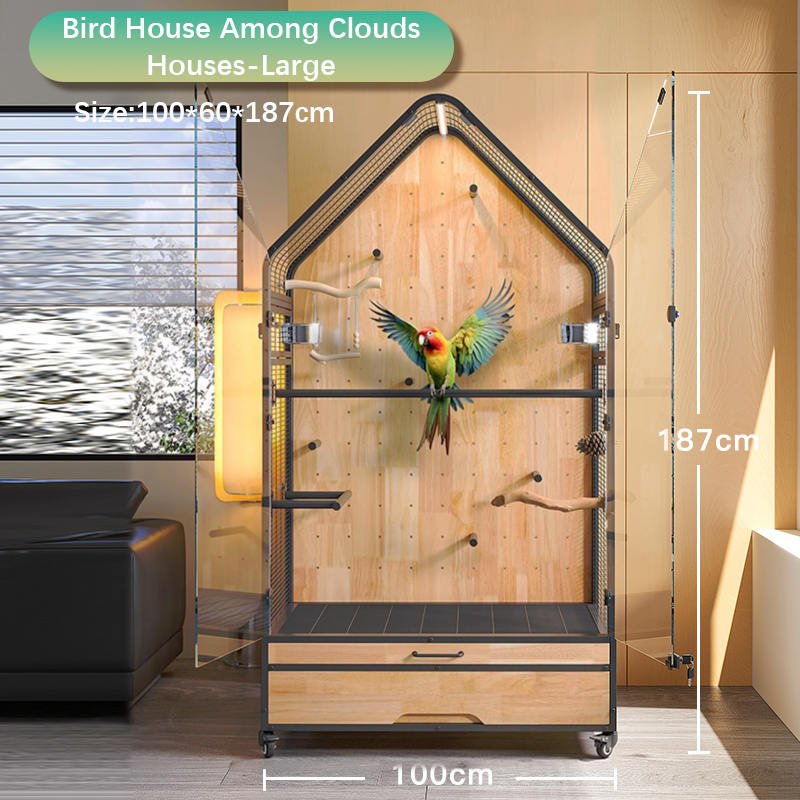 قفس چوب و فولادی بزرگ قابل جابجایی DIY VILLA PAROT قفس با چرخ های ایستاده قفس چوب و فولادی بزرگ قابل جابجایی DIY VILLA PAROT قفس با چرخ های ایستاده