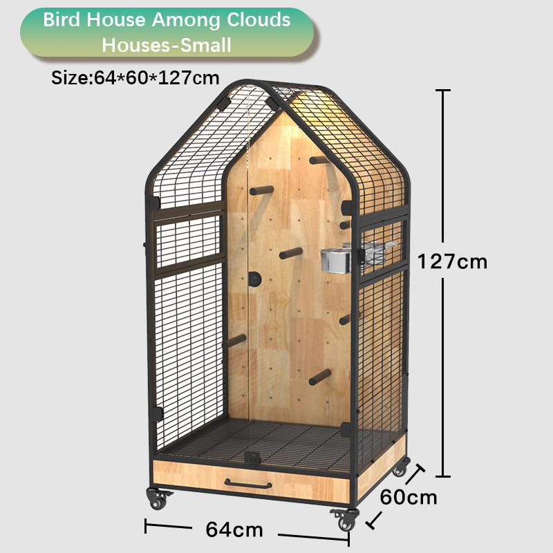 قفس چوب و فولادی بزرگ قابل جابجایی DIY VILLA PAROT قفس با چرخ های ایستاده قفس چوب و فولادی بزرگ قابل جابجایی DIY VILLA PAROT قفس با چرخ های ایستاده